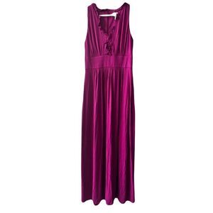 London Times Ruffled V-Neck Maxi Dress Size Small